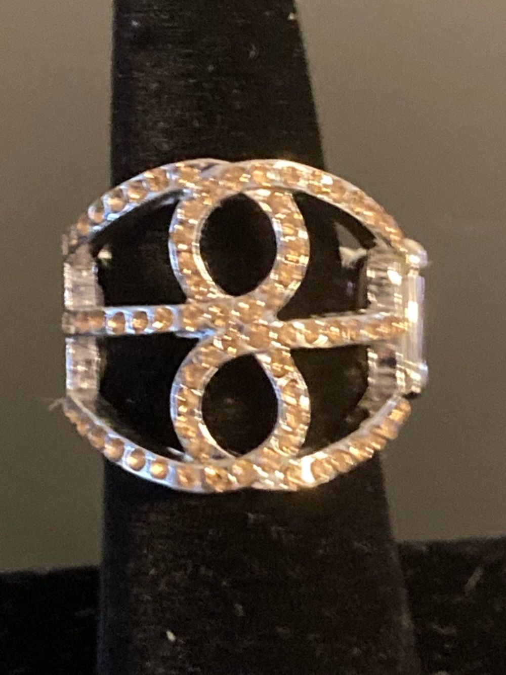 paparazzi Silver Tone Crystal Openwork Oval Ring